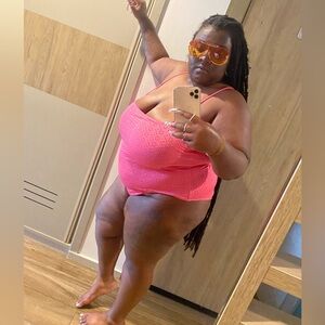 PrettyLittleThing Pink Eyelet One Piece Swimsuit